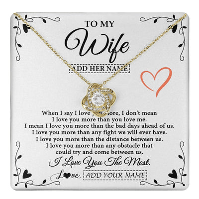 Love Knot Necklace 18K Yellow Gold Finish | 1 | Personalized To My Wife Necklace Gift For Her From Husband I Love You More Than Anything Pendant Love Wife Birthday Gifts Christmas Gift Box Message Card | https://teecentury.