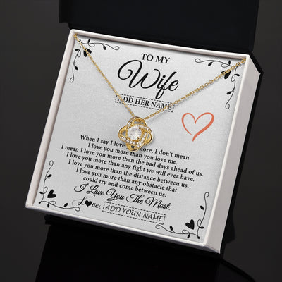 Love Knot Necklace 18K Yellow Gold Finish | 2 | Personalized To My Wife Necklace Gift For Her From Husband I Love You More Than Anything Pendant Love Wife Birthday Gifts Christmas Gift Box Message Card | https://teecentury.