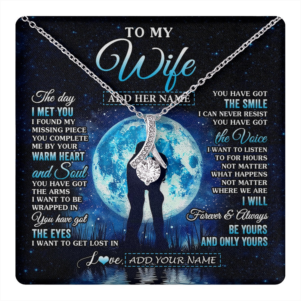 Alluring Beauty Necklace 14K White Gold Finish | 1 | Personalized To My Wife Necklace The Day I Met You Husband Birthday Anniversary Romantic Valentines Day Gifts For Her Christmas Gift Box Message Card | teecentury.myshopify