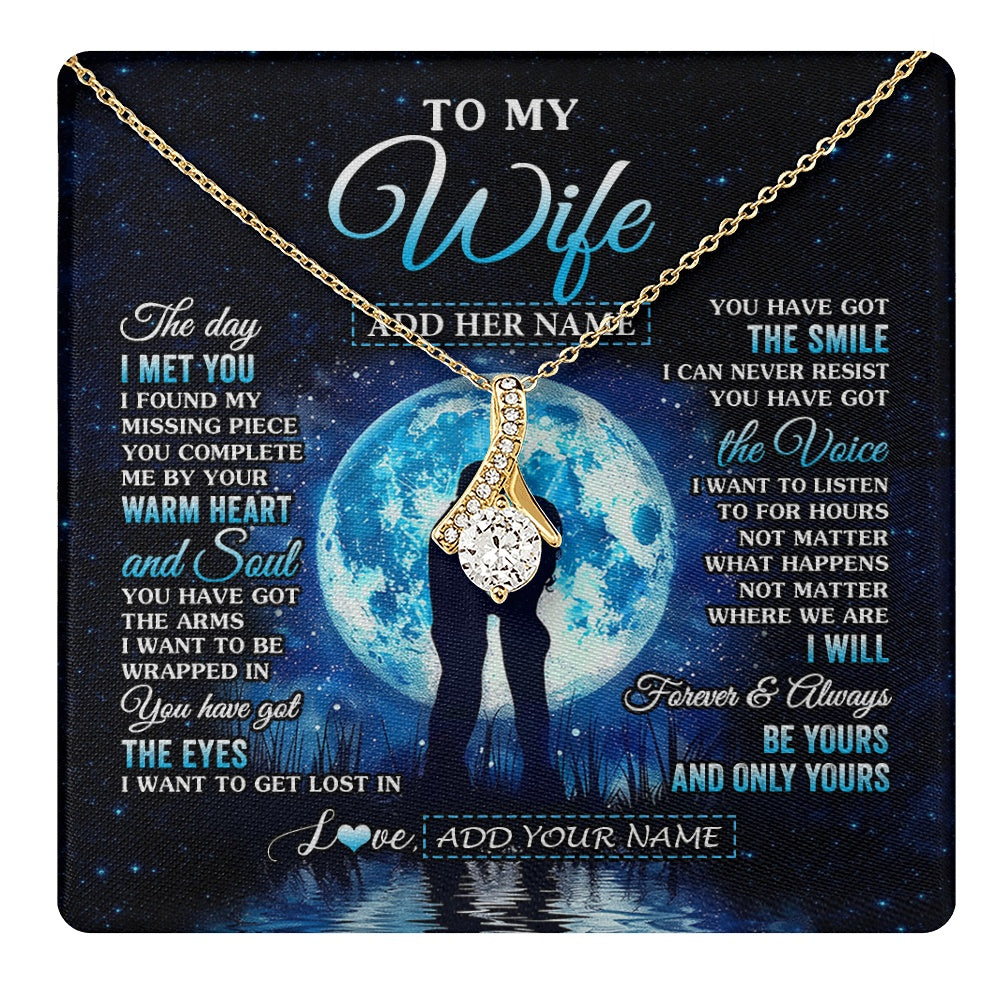 Alluring Beauty Necklace 18K Yellow Gold Finish | 1 | Personalized To My Wife Necklace The Day I Met You Husband Birthday Anniversary Romantic Valentines Day Gifts For Her Christmas Gift Box Message Card | teecentury.myshopify