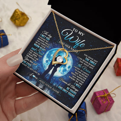 Forever Love Necklace 18K Yellow Gold Finish | 2 | Personalized To My Wife Necklace The Day I Met You Husband Birthday Anniversary Romantic Valentines Day Gifts For Her Christmas Gift Box Message Card | teecentury.myshopify