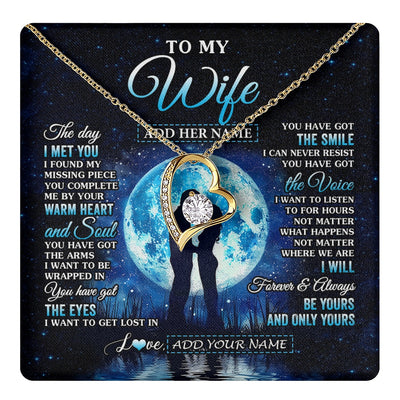 Forever Love Necklace 18K Yellow Gold Finish | 1 | Personalized To My Wife Necklace The Day I Met You Husband Birthday Anniversary Romantic Valentines Day Gifts For Her Christmas Gift Box Message Card | teecentury.myshopify