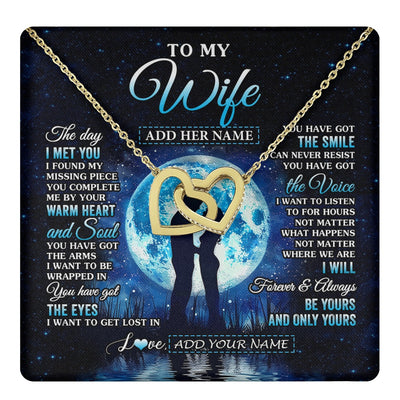 Interlocking Hearts Necklace 18K Yellow Gold Finish | 1 | Personalized To My Wife Necklace The Day I Met You Husband Birthday Anniversary Romantic Valentines Day Gifts For Her Christmas Gift Box Message Card | teecentury.myshopify