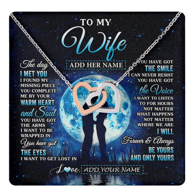 Interlocking Hearts Necklace Stainless Steel & Rose Gold Finish | 1 | Personalized To My Wife Necklace The Day I Met You Husband Birthday Anniversary Romantic Valentines Day Gifts For Her Christmas Gift Box Message Card | teecentury.myshopify