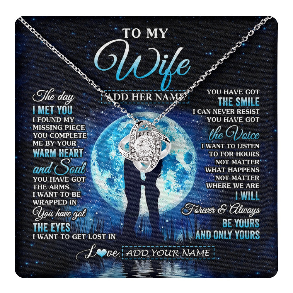 Love Knot Necklace 14K White Gold Finish | 1 | Personalized To My Wife Necklace The Day I Met You Husband Birthday Anniversary Romantic Valentines Day Gifts For Her Christmas Gift Box Message Card | teecentury.myshopify