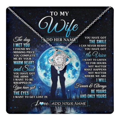 Love Knot Necklace 14K White Gold Finish | 1 | Personalized To My Wife Necklace The Day I Met You Husband Birthday Anniversary Romantic Valentines Day Gifts For Her Christmas Gift Box Message Card | teecentury.myshopify