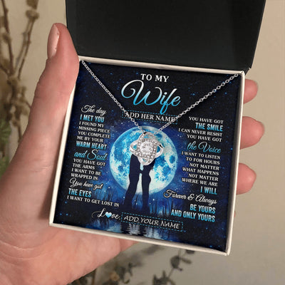 Love Knot Necklace 14K White Gold Finish | 2 | Personalized To My Wife Necklace The Day I Met You Husband Birthday Anniversary Romantic Valentines Day Gifts For Her Christmas Gift Box Message Card | teecentury.myshopify