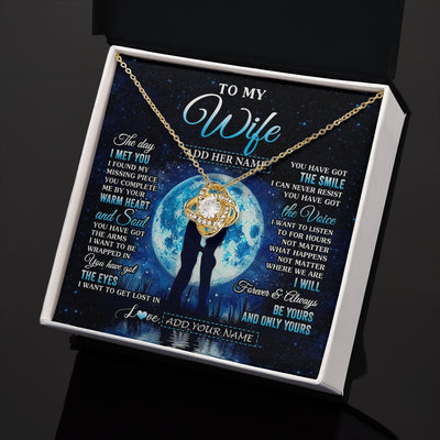 Love Knot Necklace 18K Yellow Gold Finish | 2 | Personalized To My Wife Necklace The Day I Met You Husband Birthday Anniversary Romantic Valentines Day Gifts For Her Christmas Gift Box Message Card | teecentury.myshopify