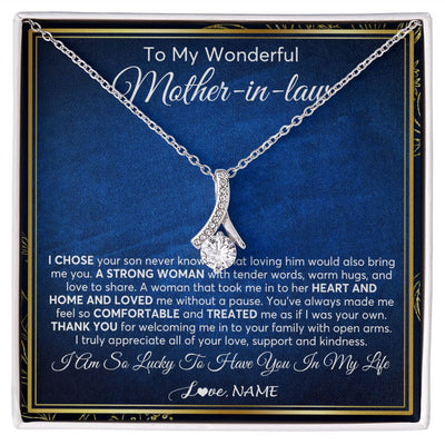 Alluring Beauty Necklace | Personalized To My Wonderful Mother In Law Necklace From Daughter In Law A Strong Women Mother Birthday Mothers Day Christmas Customized Gift Box Message Card | teecentury