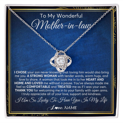 Love Knot Necklace | Personalized To My Wonderful Mother In Law Necklace From Daughter In Law A Strong Women Mother Birthday Mothers Day Christmas Customized Gift Box Message Card | teecentury