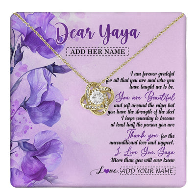 Love Knot Necklace 18K Yellow Gold Finish | 1 | Personalized To My Yaya Gifts Necklace Flower You Are Beautiful Gifts For Yaya Mothers Day Birthday Christmas Thanksgiving Customized Gift Box Message Card | teecentury.myshopify