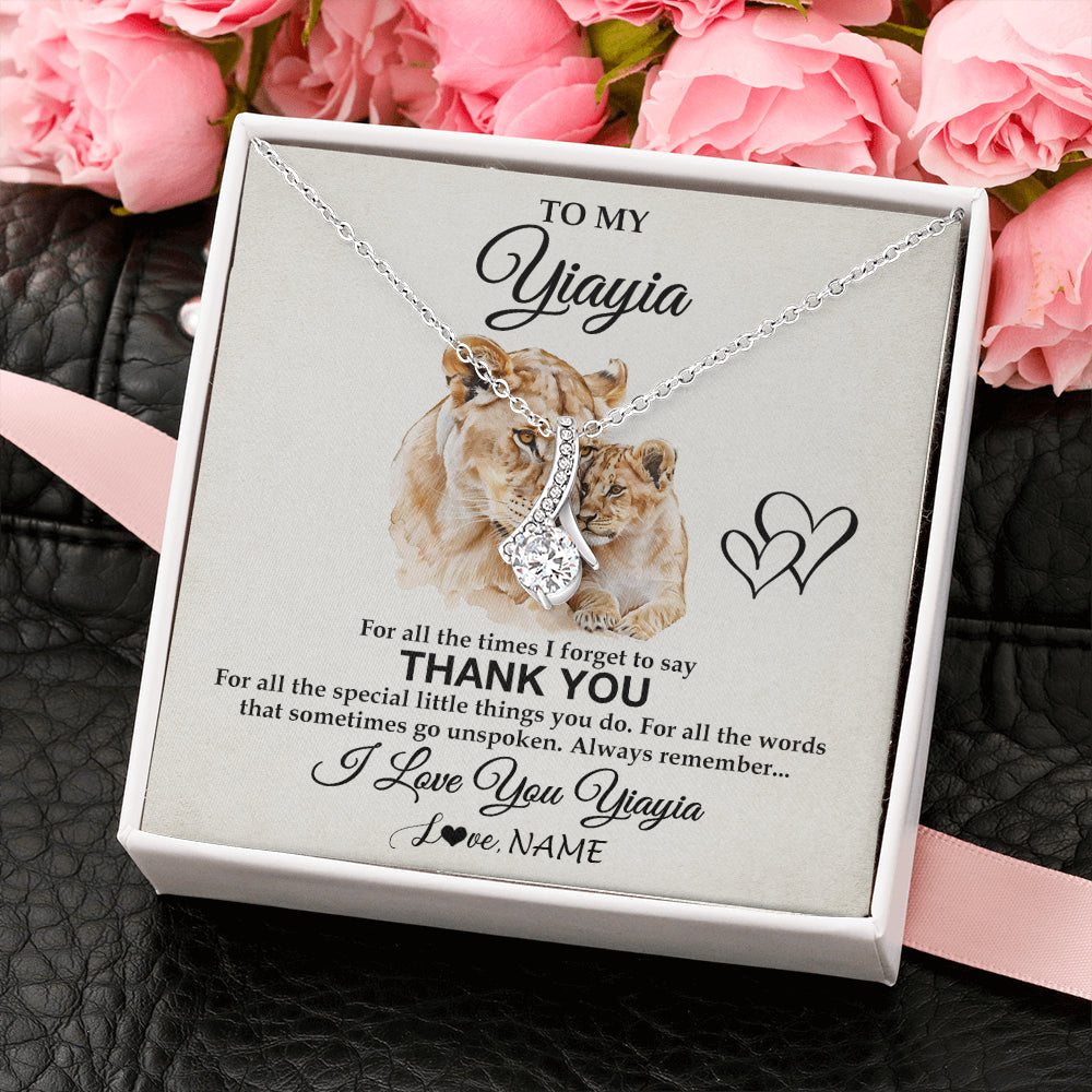 Alluring Beauty Necklace 14K White Gold Finish | 2 | Personalized To My Yiayia Necklace From Granddaughter Thank You Lion Yiayia Gift For Mothers Day Birthday Gift Christmas For Yiayia Gift Box Message Card | teecentury
