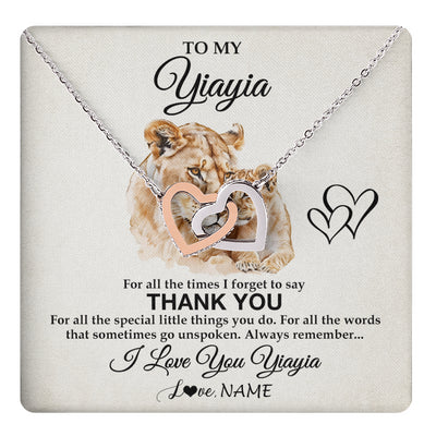 Interlocking Hearts Necklace Stainless Steel & Rose Gold Finish | 1 | Personalized To My Yiayia Necklace From Granddaughter Thank You Lion Yiayia Gift For Mothers Day Birthday Gift Christmas For Yiayia Gift Box Message Card | teecentury