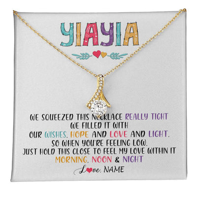 Alluring Beauty Necklace 18K Yellow Gold Finish | 1 | Personalized To My Yiayia Necklace From Grandkids Granddaughter We Squeezed This Necklace Yiayia Birthday Mothers Day Customized Gift Box Message Card | teecentury