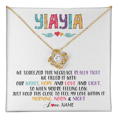 Love Knot Necklace 18K Yellow Gold Finish | 1 | Personalized To My Yiayia Necklace From Grandkids Granddaughter We Squeezed This Necklace Yiayia Birthday Mothers Day Customized Gift Box Message Card | teecentury