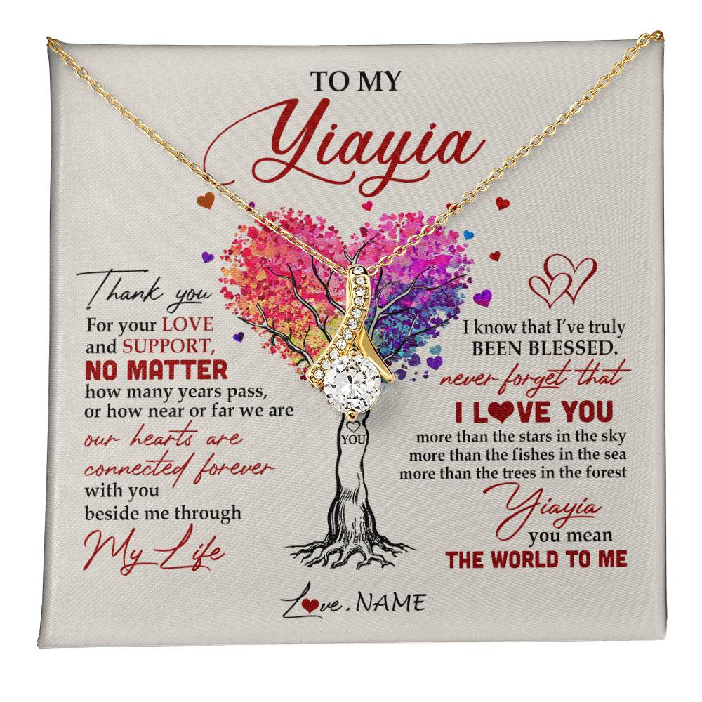 Alluring Beauty Necklace 18K Yellow Gold Finish | 1 | Personalized To My Yiayia Necklace From Grandkids Never Forget That I Love You You Mean The World Yiayia Birthday Mothers Day Customized Gift Box Message Card | teecentury
