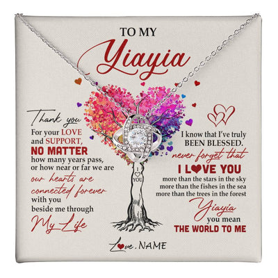 Love Knot Necklace 14K White Gold Finish | 1 | Personalized To My Yiayia Necklace From Grandkids Never Forget That I Love You You Mean The World Yiayia Birthday Mothers Day Customized Gift Box Message Card | teecentury