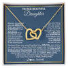 Interlocking Hearts Necklace 18K Yellow Gold Finish | 1 | Personalized To Our Beautiful Daughter Necklace From Mom Dad Always Remember Daughter Birthday Graduation Christmas Customized Gift Box Message Card | teecentury
