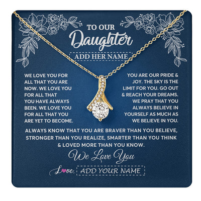 Alluring Beauty Necklace 18K Yellow Gold Finish | 1 | Personalized To Our Daughter Gifts From Mom Dad Necklace We Love You Jewelry Present Gift For Daughter Birthday Christmas Custom Custom Gift Box Message Card | https://teecentury.