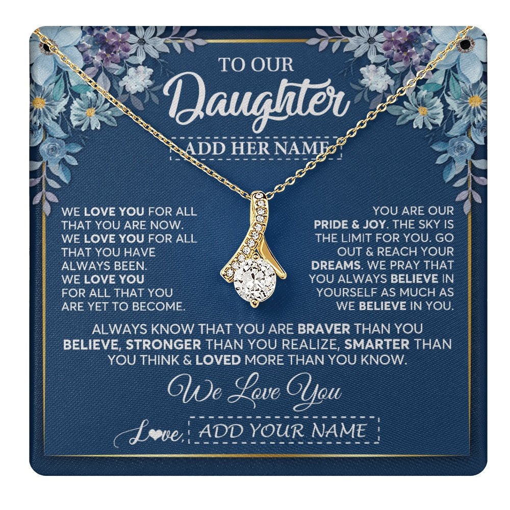 Alluring Beauty Necklace 18K Yellow Gold Finish | 1 | Personalized To Our Daughter Necklace Gift From Parent Mom Dad Mother Father We Love You Daughter Birthday Gift Graduation Christmas Gift Box Message Card | teecentury.myshopify
