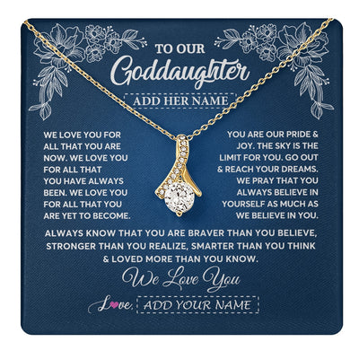 Alluring Beauty Necklace 18K Yellow Gold Finish | 1 | Personalized To Our Goddaughter Gifts From Godmother Necklace We Love You Jewelry Present Gift Goddaughter Birthday Christmas Custom Gift Box Message Card | https://teecentury.