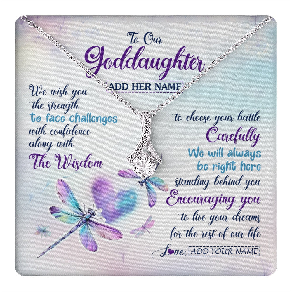 Alluring Beauty Necklace 14K White Gold Finish | 1 | Personalized To Our Goddaughter Gifts Necklace From Godmother Always Be Right Here Dragonfly Birthday For Goddaughter Christmas Jewelry Gift Box Message Card | https://teecentury.