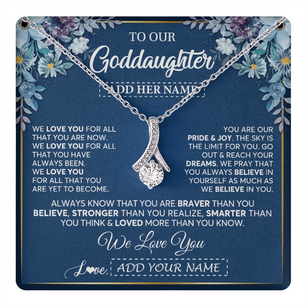 Alluring Beauty Necklace 14K White Gold Finish | 1 | Personalized To Our Goddaughter Necklace Gift From Godmother Uncle We Love You Goddaughter Birthday Gift Graduation Christmas Custom Gift Box Message Card | teecentury.myshopify