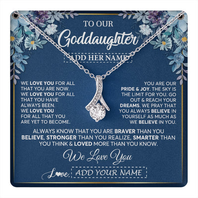 Alluring Beauty Necklace 14K White Gold Finish | 1 | Personalized To Our Goddaughter Necklace Gift From Godmother Uncle We Love You Goddaughter Birthday Gift Graduation Christmas Custom Gift Box Message Card | teecentury.myshopify