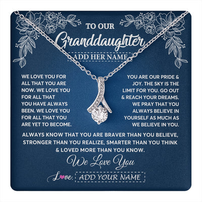 Alluring Beauty Necklace 14K White Gold Finish | 1 | Personalized To Our Granddaughter Gifts From Grandma Grandpa Necklace We Love You Jewelry Gift Granddaughter Birthday Christmas Custom Gift Box Message Card | https://teecentury.
