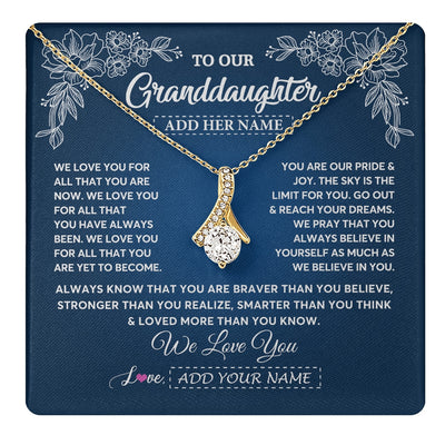 Alluring Beauty Necklace 18K Yellow Gold Finish | 1 | Personalized To Our Granddaughter Gifts From Grandma Grandpa Necklace We Love You Jewelry Gift Granddaughter Birthday Christmas Custom Gift Box Message Card | https://teecentury.