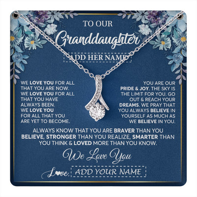 Alluring Beauty Necklace 14K White Gold Finish | 1 | Personalized To Our Granddaughter Necklace Gift From Granparents We Love You Granddaughter Birthday Gift Graduation Christmas Custom Gift Box Message Card | teecentury.myshopify