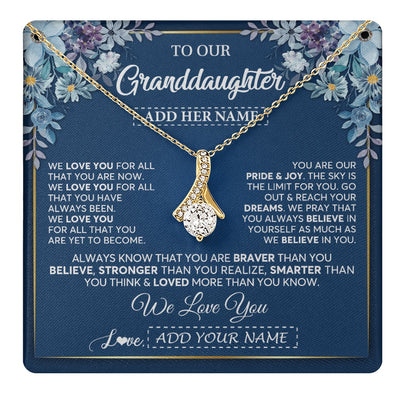 Alluring Beauty Necklace 18K Yellow Gold Finish | 1 | Personalized To Our Granddaughter Necklace Gift From Granparents We Love You Granddaughter Birthday Gift Graduation Christmas Custom Gift Box Message Card | teecentury.myshopify