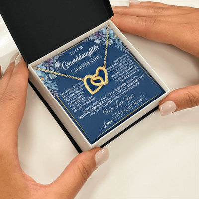 Interlocking Hearts Necklace 18K Yellow Gold Finish | 2 | Personalized To Our Granddaughter Necklace Gift From Granparents We Love You Granddaughter Birthday Gift Graduation Christmas Custom Gift Box Message Card | teecentury.myshopify