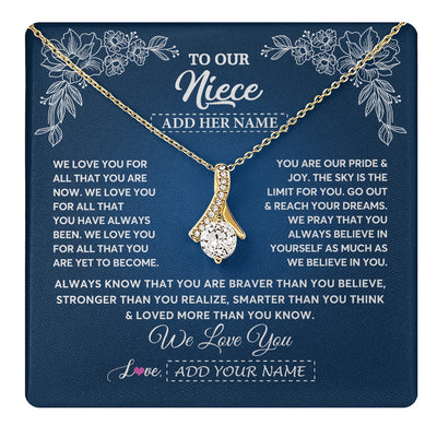 Alluring Beauty Necklace 18K Yellow Gold Finish | 1 | Personalized To Our Niece Gifts From Aunt Uncle Necklace We Love You Jewelry Present Gift Niece Birthday Graduation Christmas Custom Gift Box Message Card | https://teecentury.