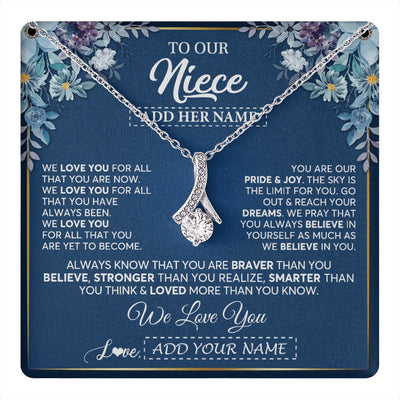 Alluring Beauty Necklace 14K White Gold Finish | 1 | Personalized To Our Niece Necklace Gift From Uncle Aunt We Love You Niece Birthday Gift Graduation Christmas Pendant Custom Gift Box Message Card | teecentury.myshopify