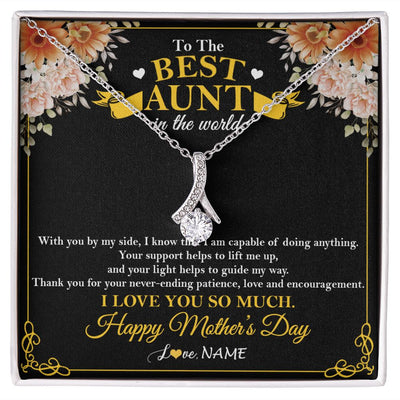 Alluring Beauty Necklace | Personalized To The Best Aunt In The World Necklace From Niece NephewThank You I Love You So Much Aunt Happy Mothers Day Customized Gift Box Message Card | teecentury