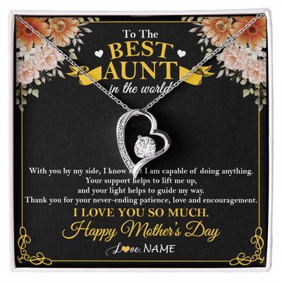 Forever Love Necklace | Personalized To The Best Aunt In The World Necklace From Niece NephewThank You I Love You So Much Aunt Happy Mothers Day Customized Gift Box Message Card | teecentury