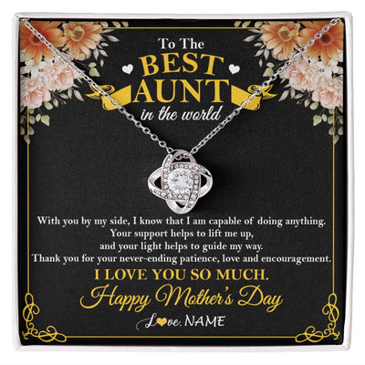 Love Knot Necklace | Personalized To The Best Aunt In The World Necklace From Niece NephewThank You I Love You So Much Aunt Happy Mothers Day Customized Gift Box Message Card | teecentury