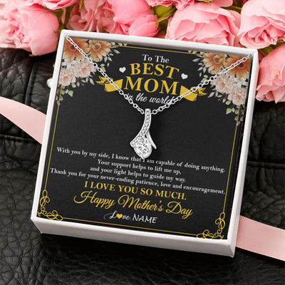 Alluring Beauty Necklace | Personalized To The Best Mom In The World Necklace From Daugter Son Thank You I Love You So Much Mother Mom Happy Mothers Day Customized Gift Box Message Card | teecentury