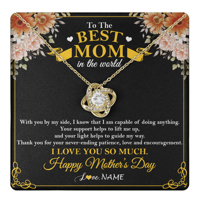 Love Knot Necklace 18K Yellow Gold Finish | 1 | Personalized To The Best Mom In The World Necklace From Daugter Son Thank You I Love You So Much Mother Mom Happy Mothers Day Customized Gift Box Message Card | teecentury