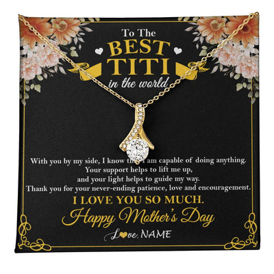 Alluring Beauty Necklace 18K Yellow Gold Finish | 1 | Personalized To The Best Titi In The World Necklace From Niece Nephew Thank You I Love You So Much Titi Happy Mothers Day Customized Gift Box Message Card | teecentury