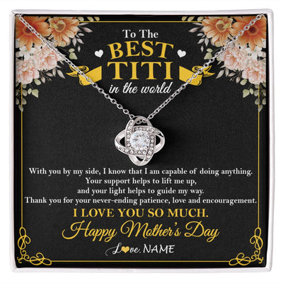 Love Knot Necklace | Personalized To The Best Titi In The World Necklace From Niece Nephew Thank You I Love You So Much Titi Happy Mothers Day Customized Gift Box Message Card | teecentury