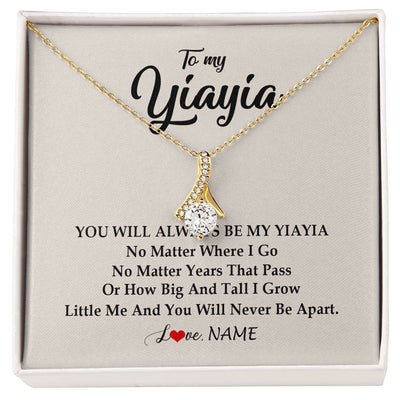 Alluring Beauty Necklace 18K Yellow Gold Finish | Personalized Yiayia Necklace From Grandkids Granddaughter Grandson You Will Always Be My Yiayia Birthday Mothers Day Christmas Customized Gift Box Message Card | teecentury