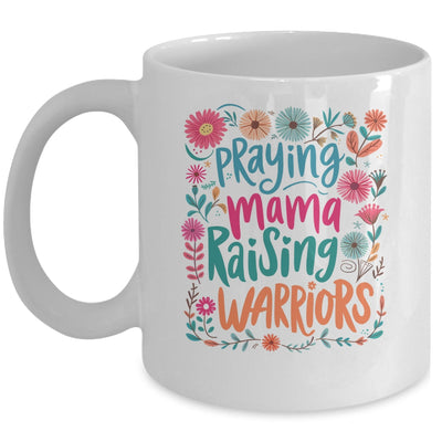 Praying Mama Raising Warriors Christian Mom Boho Floral Mug | teecentury