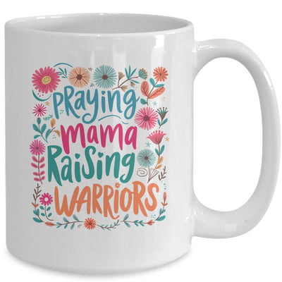 Praying Mama Raising Warriors Christian Mom Boho Floral Mug | teecentury