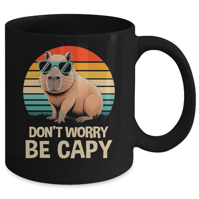 Retro Rodent Funny Capybara Don't Be Worry Be Capy Mug | teecentury