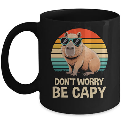Retro Rodent Funny Capybara Don't Be Worry Be Capy Mug | teecentury