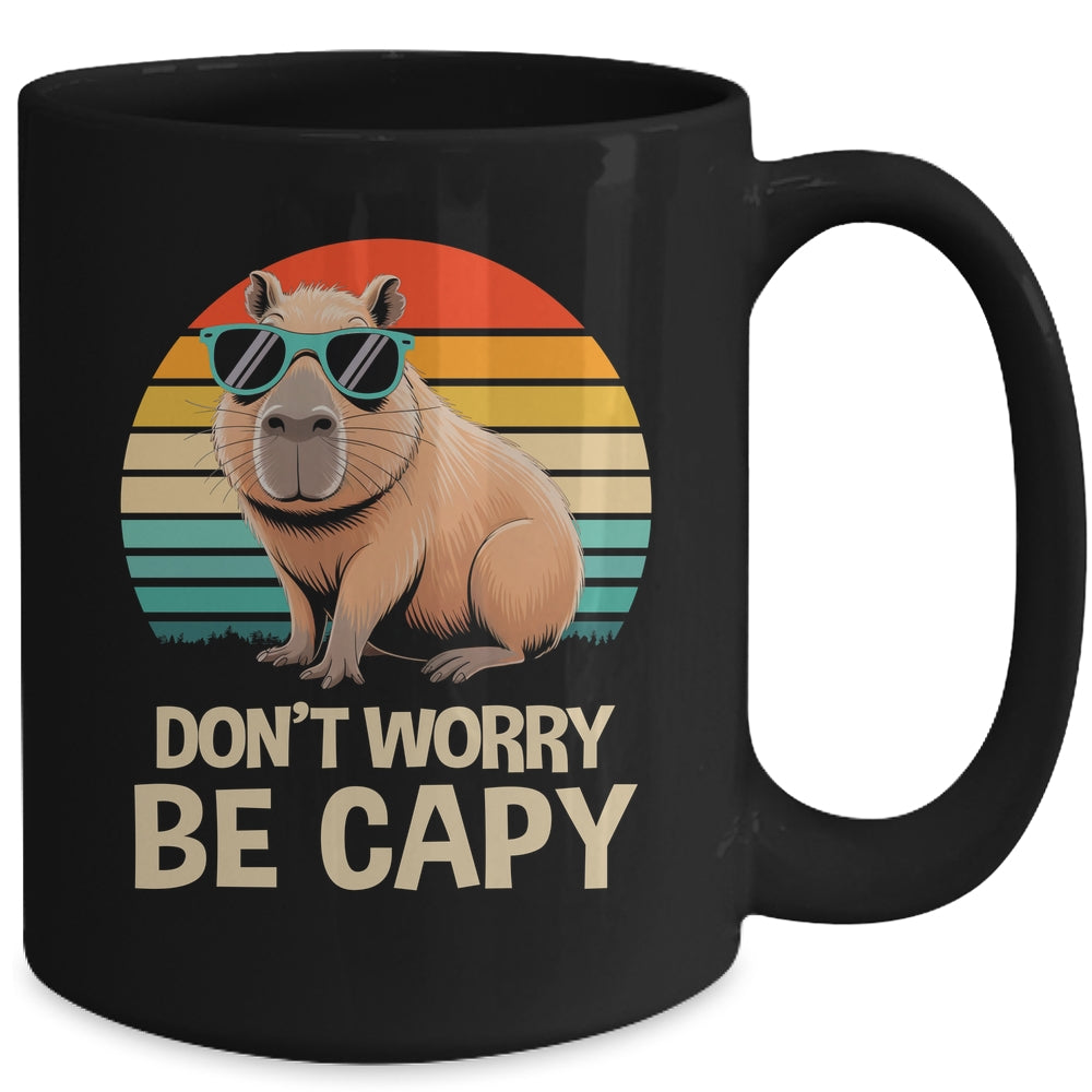 Retro Rodent Funny Capybara Don't Be Worry Be Capy Mug | teecentury