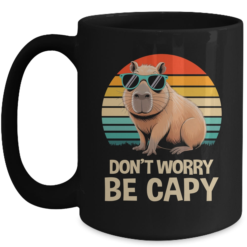 Retro Rodent Funny Capybara Don't Be Worry Be Capy Mug | teecentury