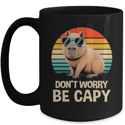 Retro Rodent Funny Capybara Don't Be Worry Be Capy Mug | teecentury